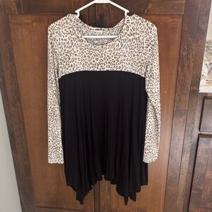Leopard Print and Black Women's Top